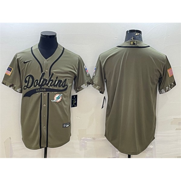 Miami Dolphins Blank Olive 2022 Salute To Service Cool Base Stitched Jersey
