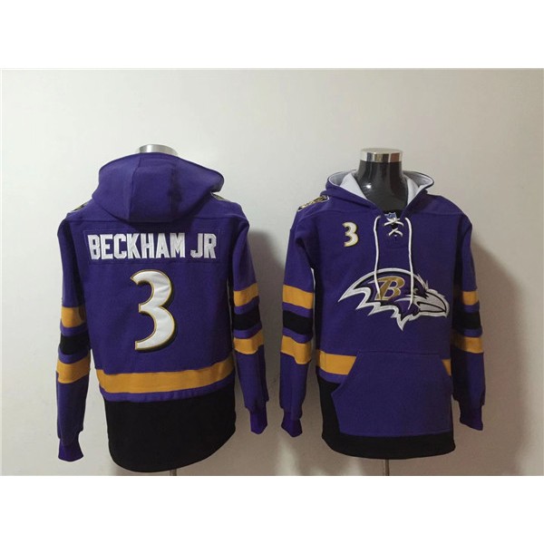 Baltimore Ravens #3 Odell Beckham Jr. Ageless Must-Have Lace-Up Pullover Hoodie