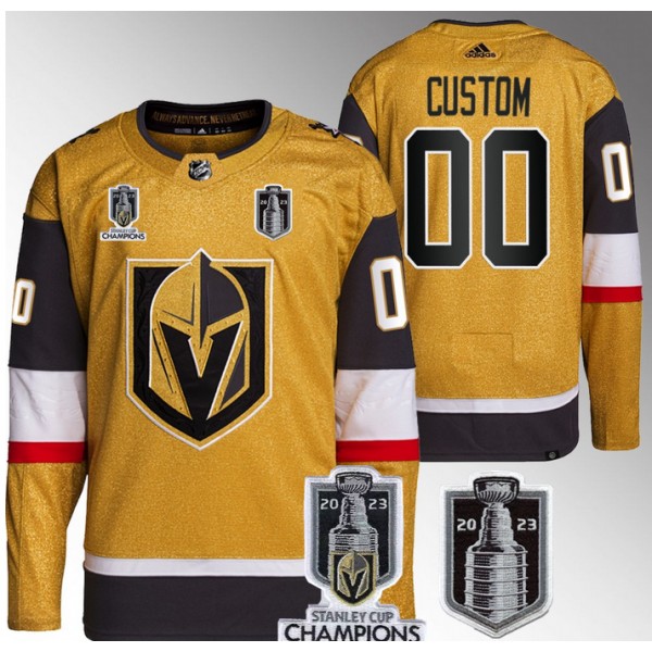 Vegas Golden Knights Custom Gold 2023 Stanley Cup Final And Champions Patch Stitched Jersey