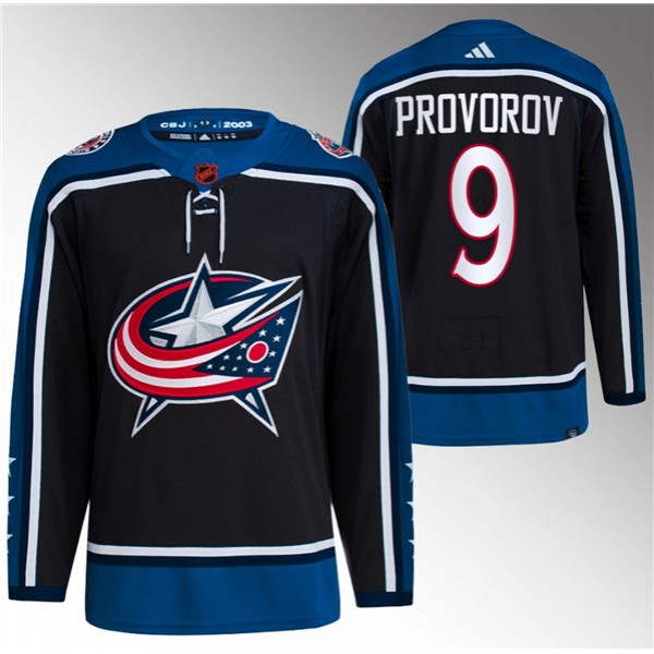 Columbus Blue Jackets #9 Ivan Provorov Black 2022-23 Reverse Retro Stitched Jersey