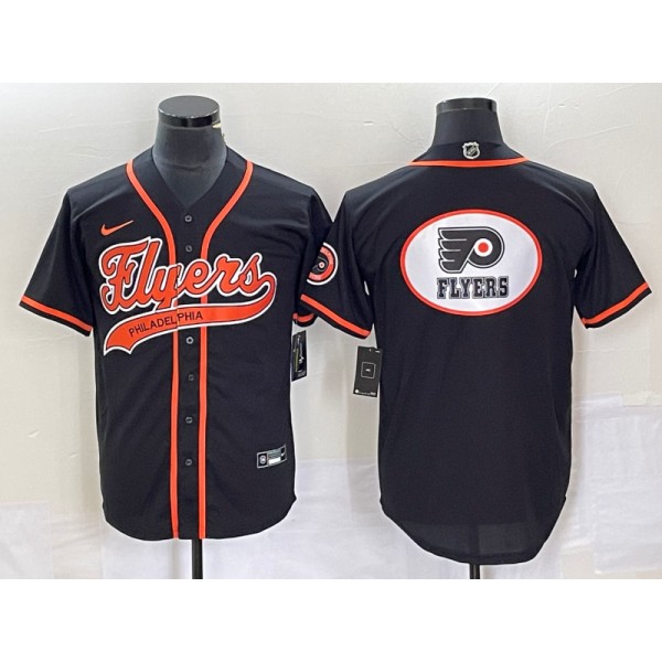 Philadelphia Flyers Black Team Big Logo Cool Base Stitched Jersey