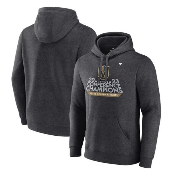 Vegas Golden Knights Heather Charcoal 2023 Western Conference Champions Locker Room Pullover Hoodie