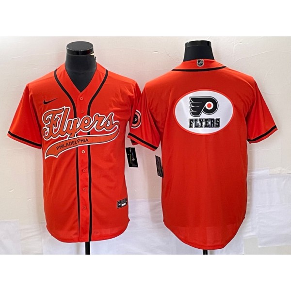 Philadelphia Flyers Orange Team Big Logo Cool Base Stitched Jersey