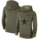 Women's Dallas Cowboys  Olive Salute to Service Team Logo Performance Pullover NFL Hoodie