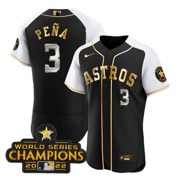 Houston Astros #3 Jeremy PeNa 2023 Black Gold Alternate Flex Base Stitched Jersey