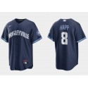 Chicago Cubs #8 Ian Happ Navy City Connect Cool Base Stitched Jersey