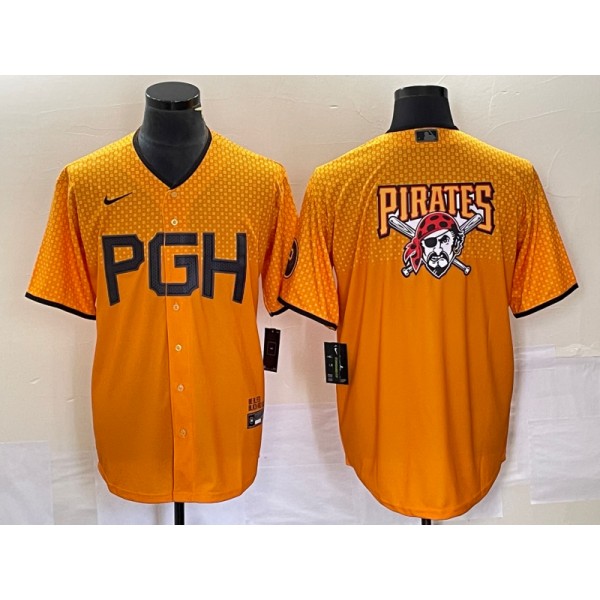 Pittsburgh Pirates Gold 2023 City Connect Team Big Logo Stitched Jersey