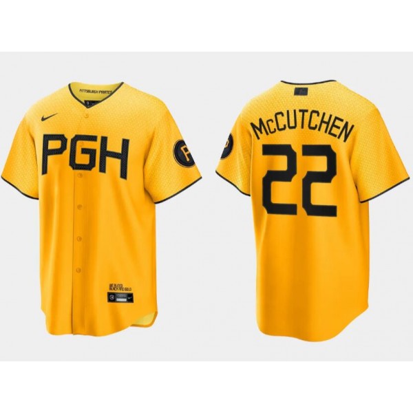 Pittsburgh Pirates #22 Andrew McCutchen Gold 2023 City Connect Stitched Jersey