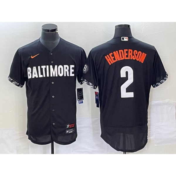 Baltimore Orioles #2 Gunnar Henderson Black 2023 City Connect Flex Base Stitched Jersey