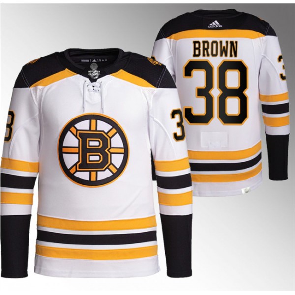 Boston Bruins #38 Patrick Brown White Stitched Jersey