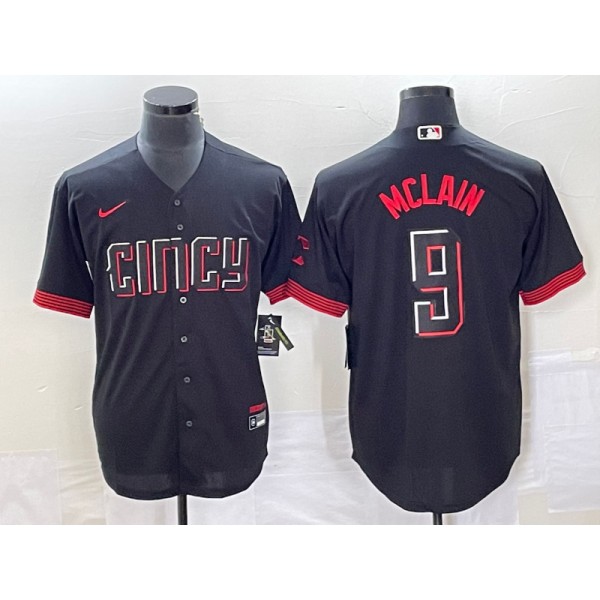 Cincinnati Reds #9 Matt McLain Black 2023 City Connect Cool Base Stitched Jersey