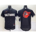 Baltimore Orioles Big Logo In Back Black 2023 City Connect Flex Base Stitched Jersey