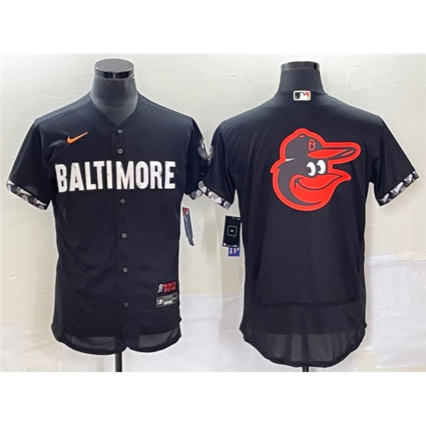 Baltimore Orioles Big Logo In Back Black 2023 City Connect Flex Base Stitched Jersey