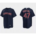Cleveland Guardians #47 Cal Quantrill Navy Cool Base Stitched Jersey