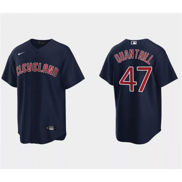 Cleveland Guardians #47 Cal Quantrill Navy Cool Base Stitched Jersey