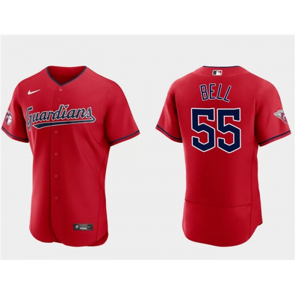 Cleveland Guardians #55 Josh Bell Red Flex Base Stitched Jersey