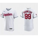 Cleveland Guardians #99 James Karinchak White Flex Base Stitched Jersey
