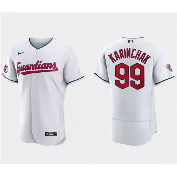 Cleveland Guardians #99 James Karinchak White Flex Base Stitched Jersey