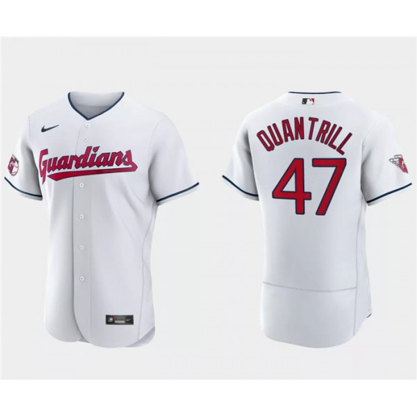 Cleveland Guardians #47 Cal Quantrill White Flex Base Stitched Jersey