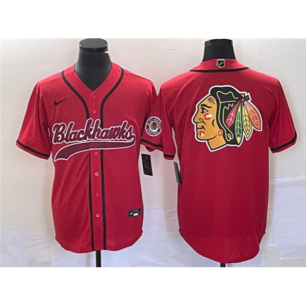 Chicago Blackhawks Red Team Big Logo Cool Base Stitched Jersey