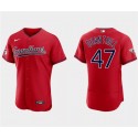 Cleveland Guardians #47 Cal Quantrill Red Flex Base Stitched Jersey