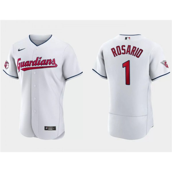 Cleveland Guardians #1 Amed Rosario White Flex Base Stitched Jersey