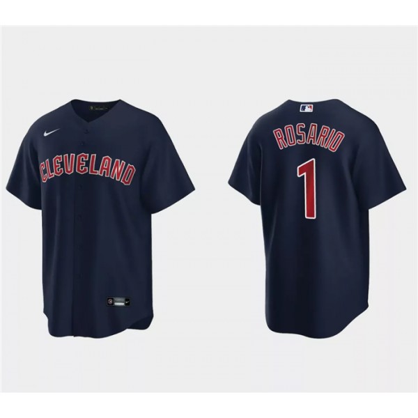 Cleveland Guardians #1 Amed Rosario Navy Cool Base Stitched Jersey