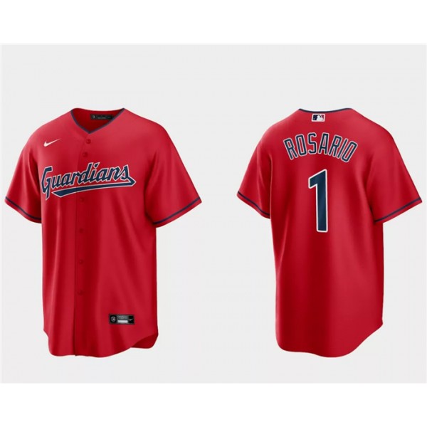 Cleveland Guardians #1 Amed Rosario Red Cool Base Stitched Jersey