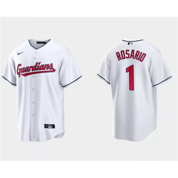 Cleveland Guardians #1 Amed Rosario White Cool Base Stitched Jersey