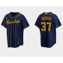 Milwaukee Brewers #37 Adrian Houser Navy Cool Base Stitched Jersey