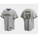 Milwaukee Brewers #37 Adrian Houser Gray Cool Base Stitched Jersey