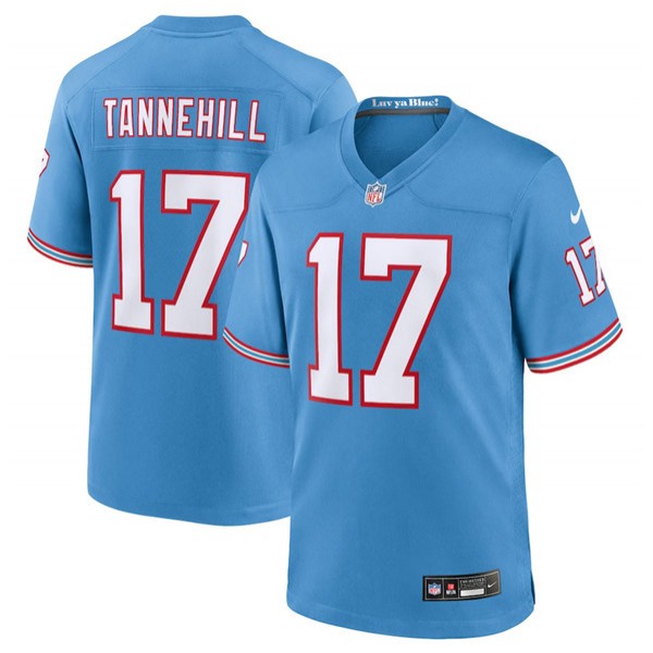 Tennessee Titans #17 Ryan Tannehill Light Blue Throwback Player Stitched Game Jersey