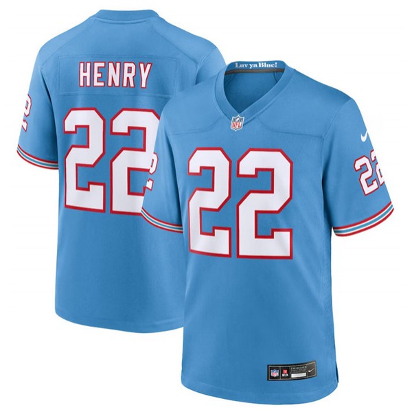Tennessee Titans #22 Derrick Henry Light Blue Throwback Player Stitched Game Jersey