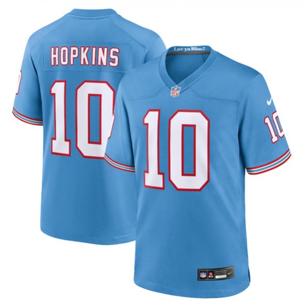 Tennessee Titans #10 DeAndre Hopkins Light Blue Throwback Player Stitched Game Jersey