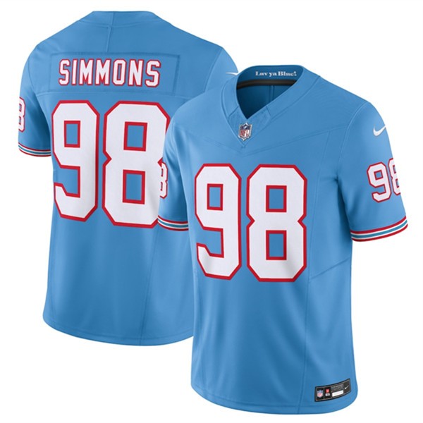 Tennessee Titans #98 Jeffery Simmons Light Blue 2023 F.U.S.E. Vapor Limited Throwback Stitched Jersey