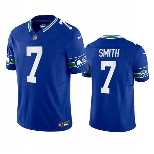 Seattle Seahawks #7 Geno Smith Royal 2023 F.U.S.E. Vapor Limited Throwback Stitched Jersey