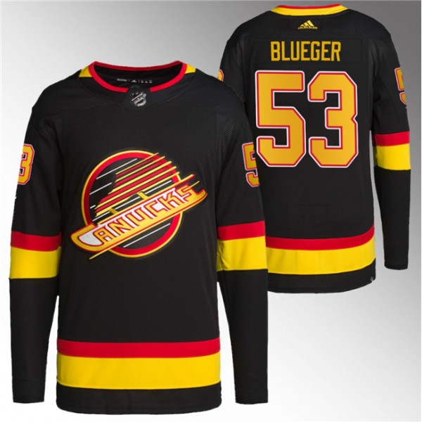 Vancouver Canucks #53 Teddy Blueger Black Retro Stitched Jersey