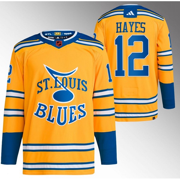 St. Louis Blues #12 Kevin Hayes Yellow 2022-23 Reverse Retro Stitched Jersey