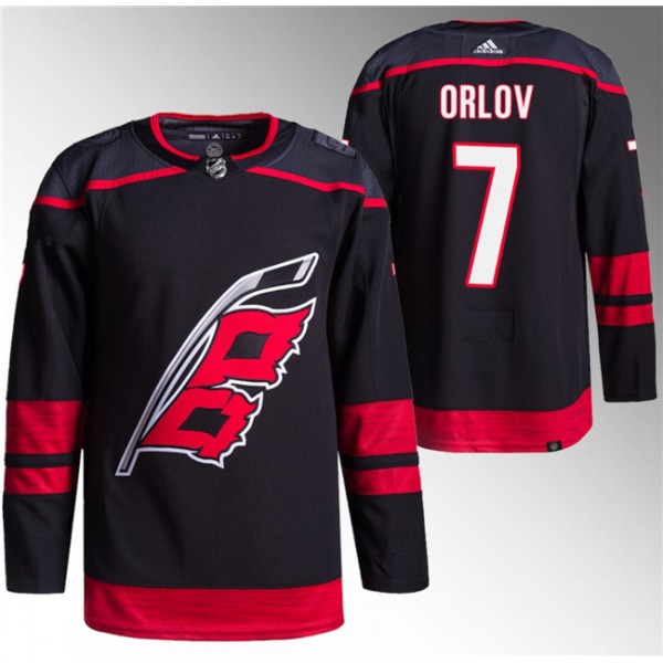 Carolina Hurricanes #7 Dmitry Orlov Black Stitched Jersey