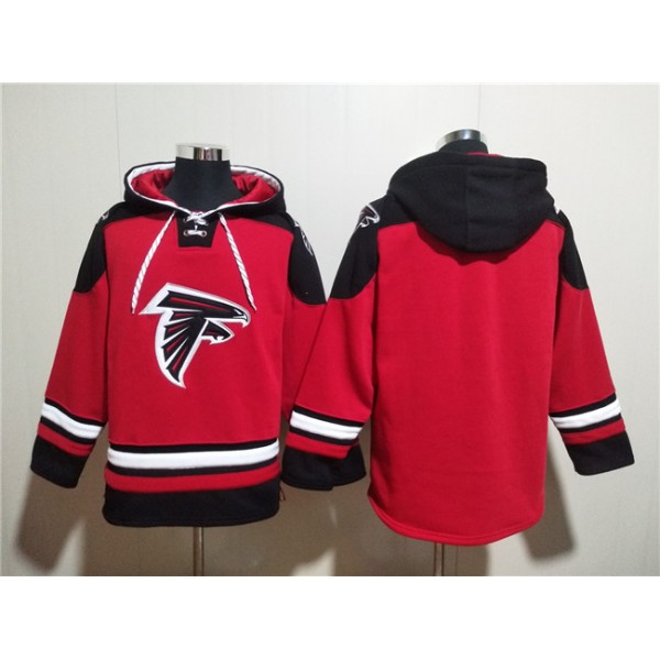 Atlanta Falcons Blank Red Ageless Must-Have Lace-Up Pullover Hoodie