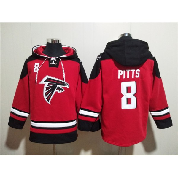 Atlanta Falcons #8 Kyle Pitts Red Ageless Must-Have Lace-Up Pullover Hoodie