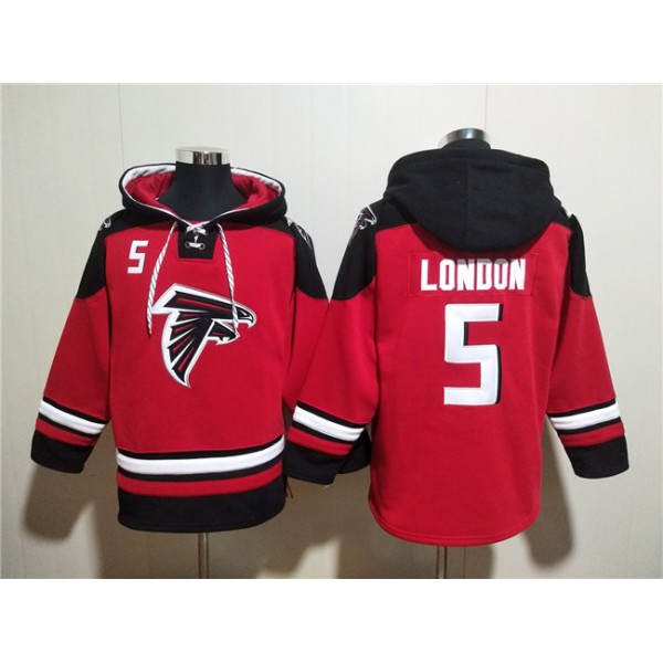 Atlanta Falcons #5 Drake London Red Ageless Must-Have Lace-Up Pullover Hoodie