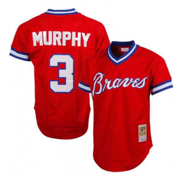 Atlanta Braves #3 Dale Murphy Red Mitchell Ness Stitched Jersey