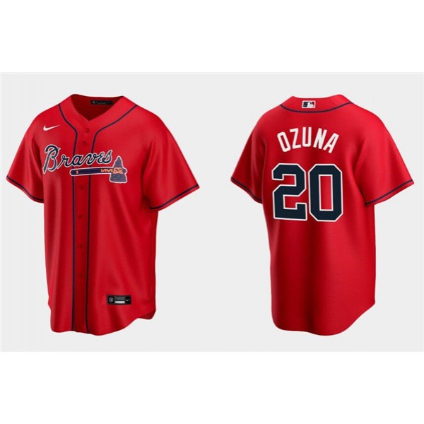 Atlanta Braves #20 Marcell Ozuna Red Cool Base Stitched Jersey