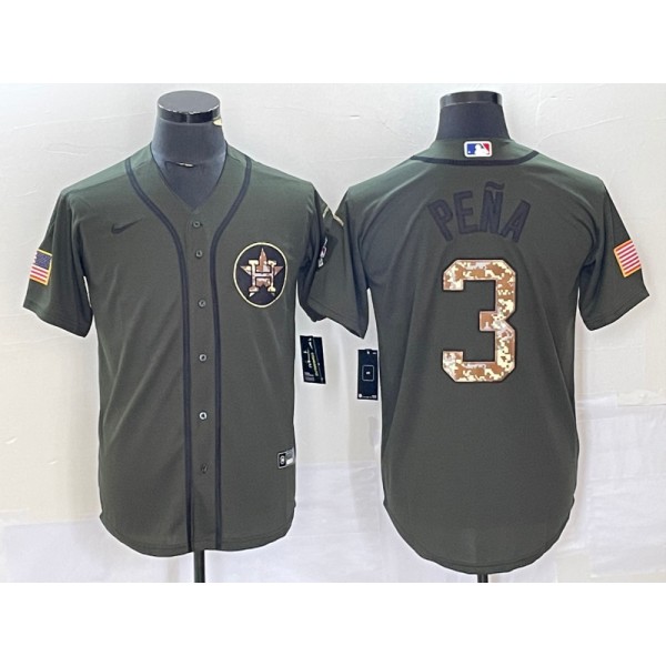 Houston Astros #3 Jeremy PeNa Olive Cool Base Stitched Jersey