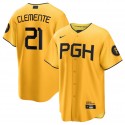 Pittsburgh Pirates #21 Roberto Clemente Gold 2023 City Connect Stitched Jersey