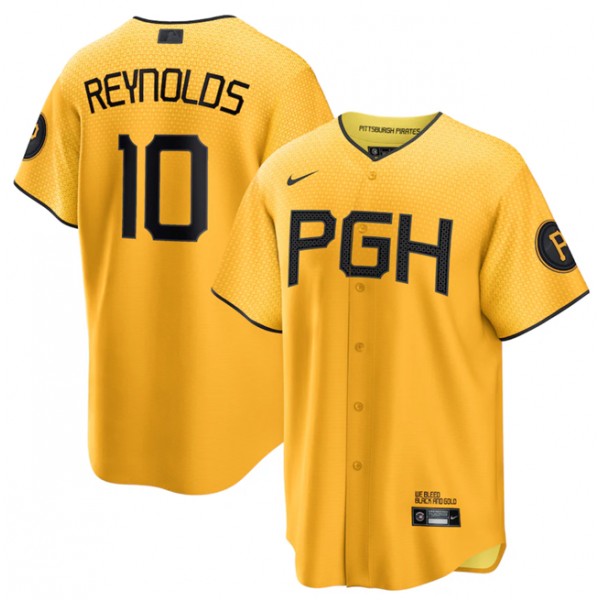 Pittsburgh Pirates #10 Bryan Reynolds Gold 2023 City Connect Stitched Jersey