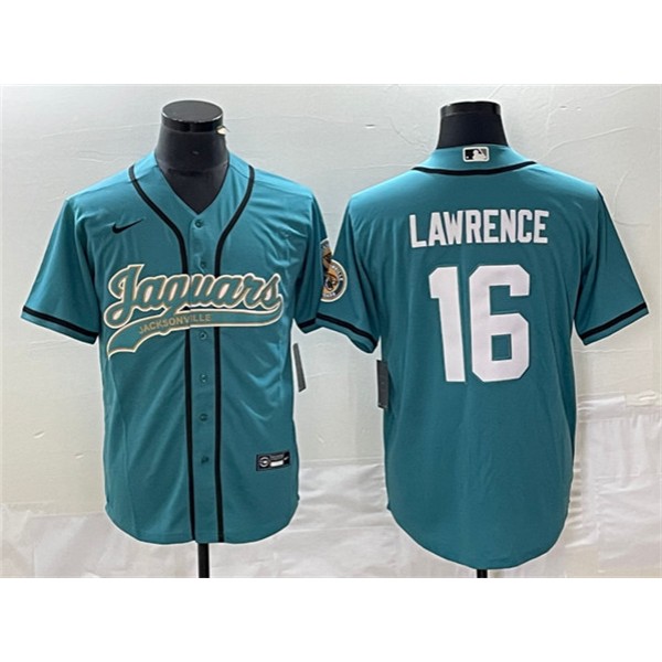 Jacksonville Jaguars #16 Trevor Lawrence Teal With Patch Cool Base Stitched Jersey