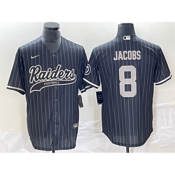 Las Vegas Raiders #8 Josh Jacobs Black Cool Base Stitched Jersey