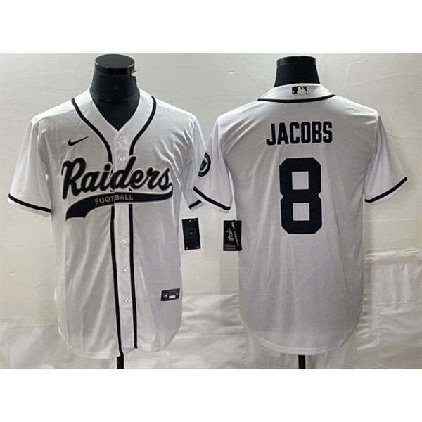 Las Vegas Raiders #8 Josh Jacobs White Cool Base Stitched Jersey
